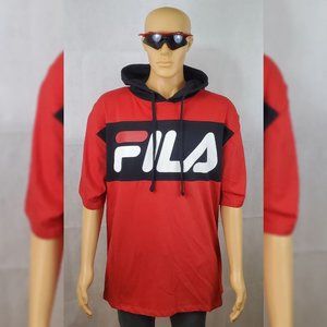 FILA AUTHENTIC SHORT SLEEVE COLORBLOCK HODDIE MEN'S SIZE 1XL BIG &TALL RED